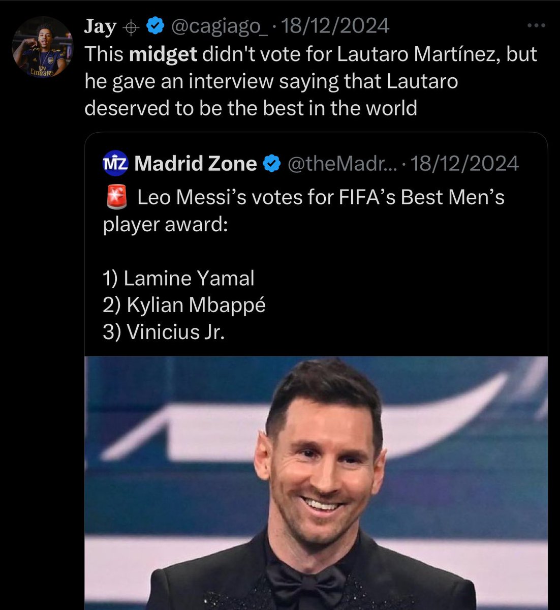 But it’s okay to body shame Messi? Hypocrite 🤔