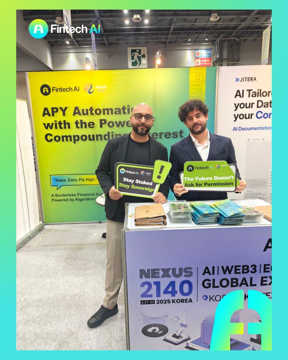 FNA_FintechAI's tweet image. Bosses in the building — CTO Mr. Risae and CMO Mr. Raffaele are on ground at Nexus 2140 Global Expo! 💥

Booth AH9 is now open — come say hi 👋

📍 KINTEX Hall 3, Korea
📅 June 21–22, 2025

#NEXUS2140 #FintechAI #FNA #GlobalExpo2025 #Web3 #AI #Ecommerce #KINTEX #staking #defi…