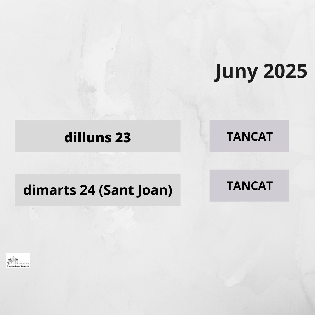 Dilluns 23 i dimarts 24, la Biblioteca romandrà tancada. Bona revetlla de Sant Joan!