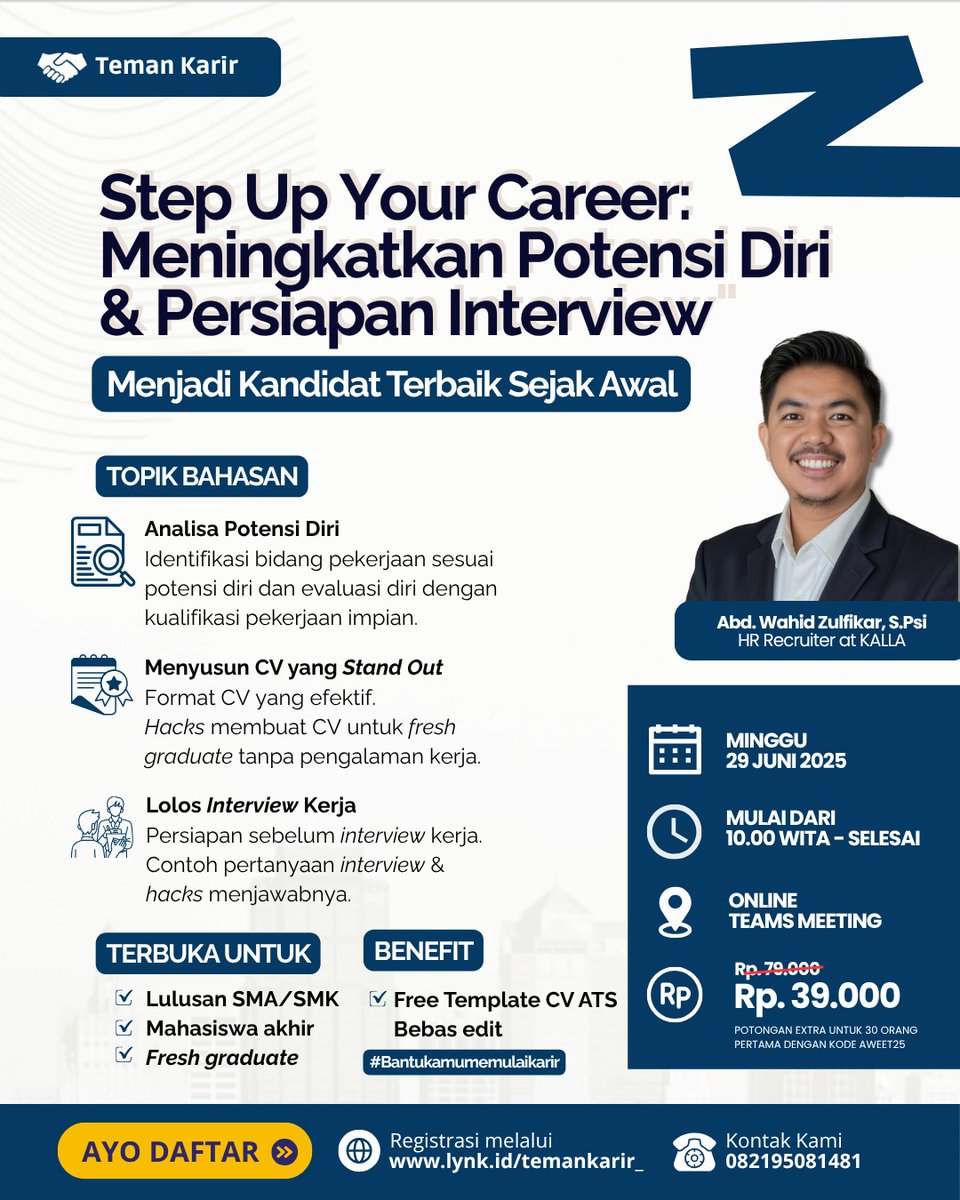 Awezet_'s tweet photo. @worksfess Cukup bayar 29.000, Pakai kode AWEZET25
Berlaku untuk 30 orang pertama

✨ Jangan sampai ketinggalan! Klik link registrasi di bio atau langsung daftar di sini! https://t.co/2XHkwykE3X https://t.co/StbySCCV4S