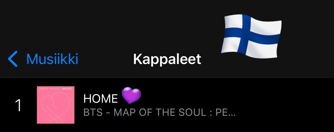 Finnish iTunes 210625 🇫🇮

# 1 Home - BTS

The place where you are
Perhaps that place is my home
With you I’mma feel rich
- - -
I’m back, hi my home
You had your switch turned on

💜
(Lyrics trans credit to <a href="/doolsetbangtan/">doolset🍊</a>)

#BTS_IS_HOME #We_Are_Back