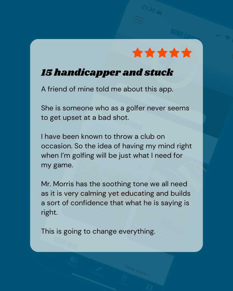 Thank you for another  5* app store review  
#mentalgolf #mindgolf #karlmorris #mindcaddie #golfpsychologist