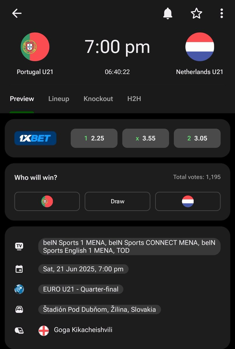 اليوم البرتغال ستلعب ربع نهائي يورو تحت 21 سنة ضد هولندا الساعة 7 منقولة ع بين سبورت.