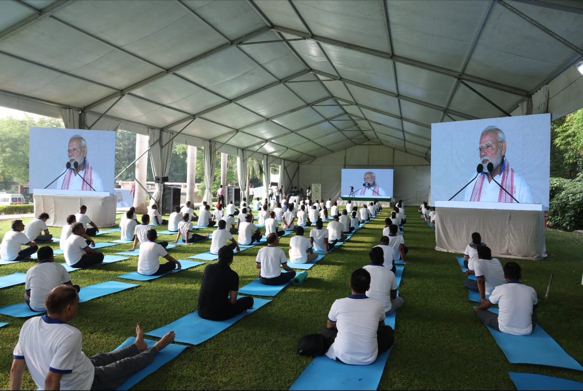 On the occasion of #InternationalDayofYoga, the officers and staff of MoEFCC listened to the live cast session of Hon'ble PM Shri Narendra Modi on promoting a healthy lifestyle and harmony with nature.