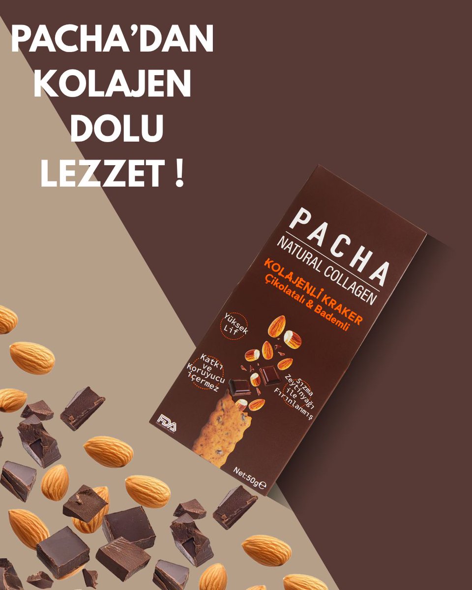 Tatlı isteğini bastırmanın en lezzetli ve sağlıklı yolu burada! 🍫🌰

Pacha Çikolatalı &amp; Bademli Kolajenli Kraker, hem tatlı krizlerine çözüm hem de formuna destek olur.

✔️ Yüksek lif
✔️ Protein kaynağı
✔️ Katkı ve koruyucu içermez
✔️ Sızma zeytinyağı ile fırınlanmış
#yükseklif