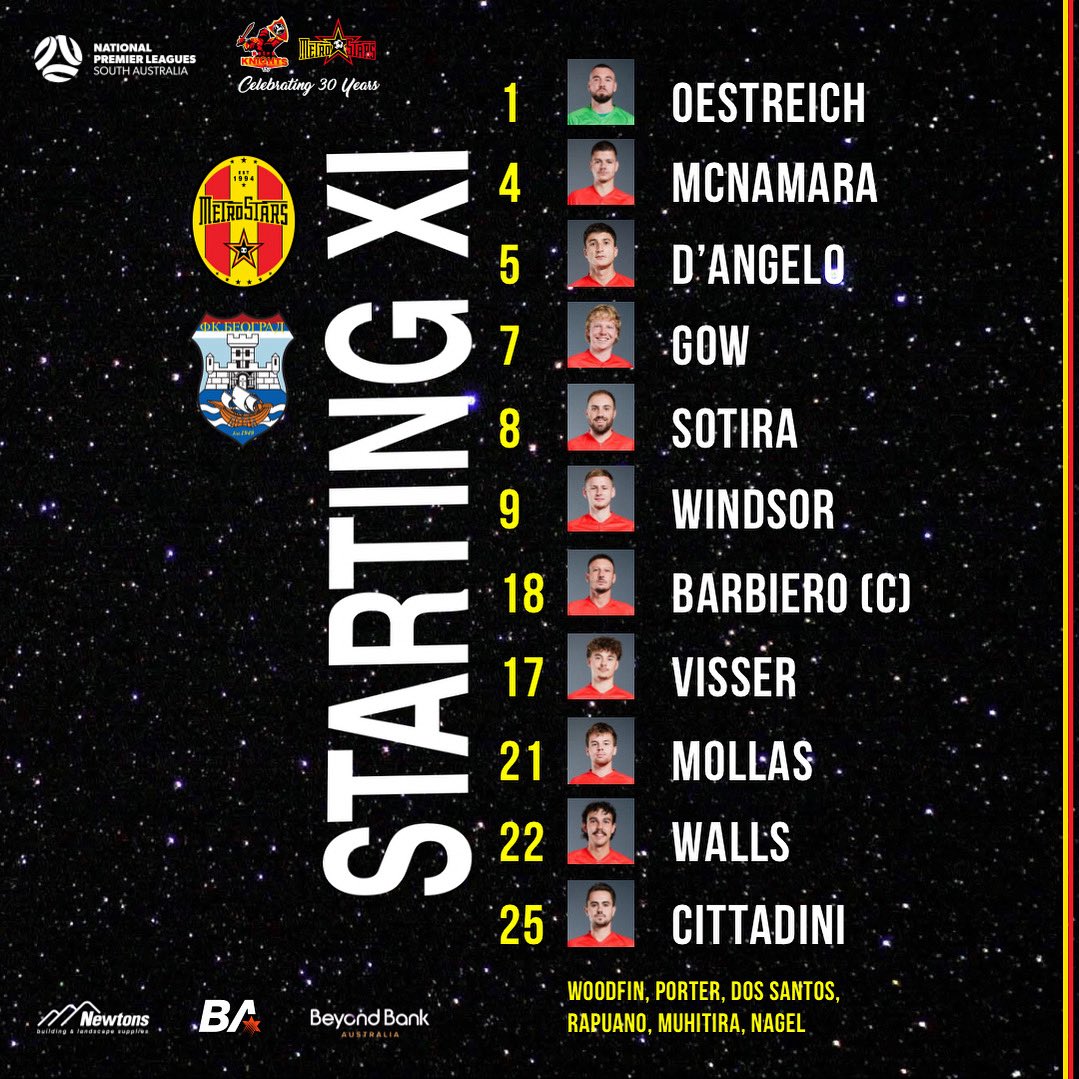 🔴🟡 𝐋𝐈𝐍𝐄 𝐔𝐏 🟡🔴 

Here is how we line up for Round 15!

Today’s match is LIVE &amp; EXCLUSIVE on YouTube

📺 youtube.com/live/9y6zJQLTY… 

#RAANPLSA #MetroStars
