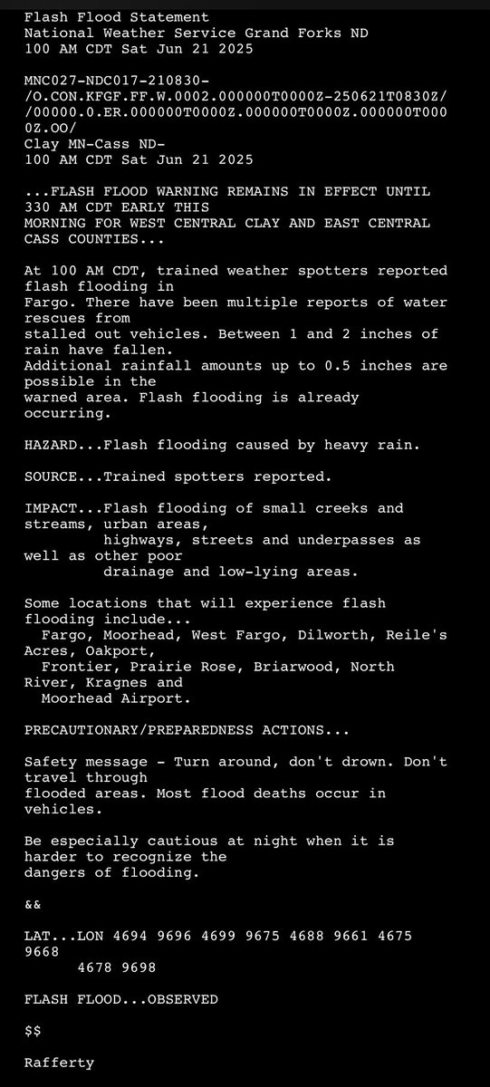 Insane shift. I think we all had a feeling it would be a big day, but I don’t know if anyone expected this widespread of damage. Huge cudos to the meteorologists across ND tonight. And the classic Fargo street flooding happened, but got some lead time with this one😎 #NDwx