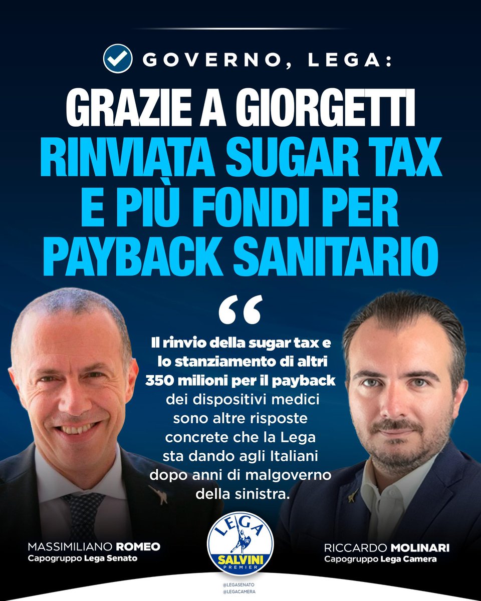 🔵 Grazie a #Giorgetti rinviata Sugar Tax e più fondi per payback sanitario #Lega