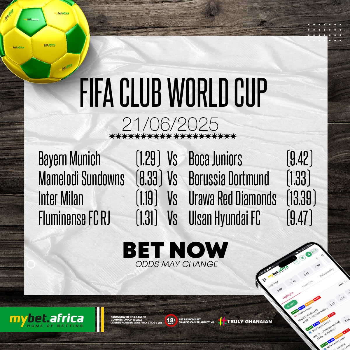 ⚽ FIFA CLUB WORLD CUP 
The heat is on! 🔥 Place your bets on the biggest names in world football!

🔥 Bayern Munich, Inter Milan, Dortmund &amp; more in action!
💸 Hot odds. Massive potential. Only on zurl.co/ZRQj5

🎯 Don’t wait — BET NOW and ride the excitement!

📲 Odds
