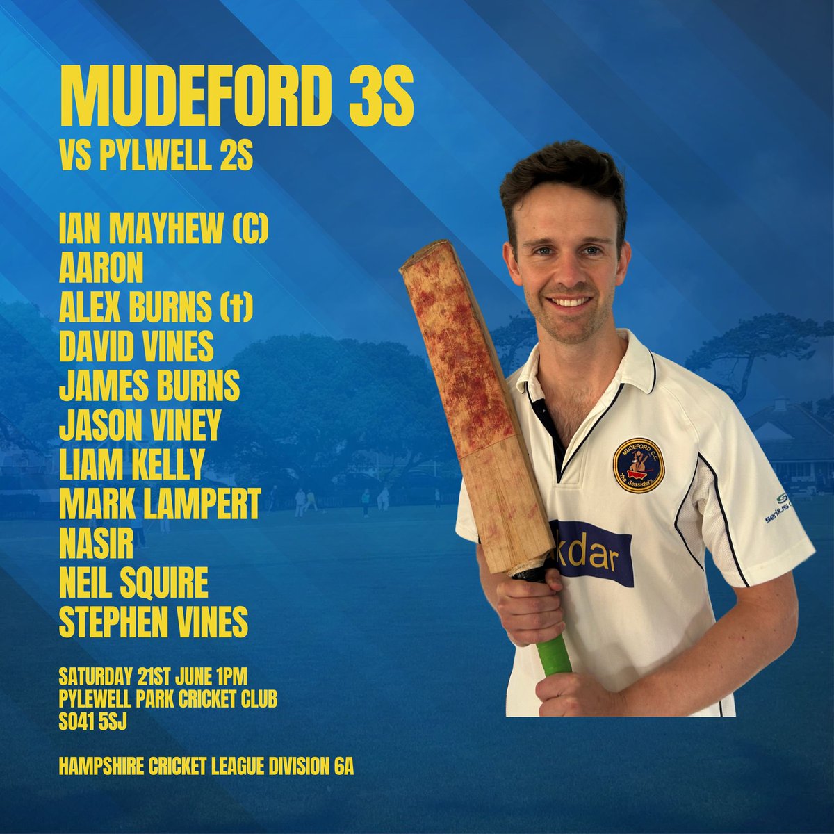 🚨 TEAM NEWS 🚨

Sway 2nd XI vs Mudeford 1st XI
Mudeford 2nd XI vs Bashley 4th XI
Powell Park 2nd XI vs Mudeford 3rd XI

All matches start at 1pm

#cricket #cricketclub
#cricketlovers #crickettraining #local #localcricket #mudeford #UpTheMuddies #Seasiders