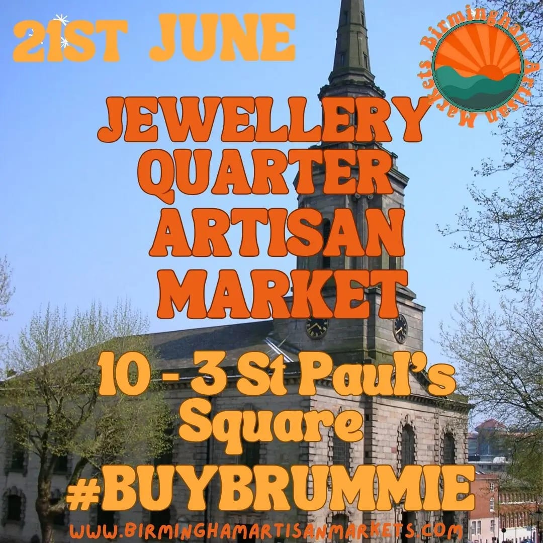 #JewelleryQuarter #ArtisanMarket TODAY Saturday from 10am-3pm in #StPaulsSquare! Expect an amazing lineup of independent artisan traders &amp; producers. See you there! #JQLife #JQArts #JQFood