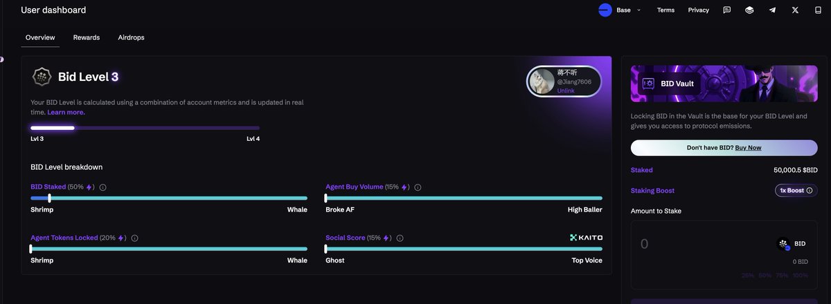 今天 <a href="/CreatorBid/">Creator.Bid 🕵️🗝️</a> 更新了所谓的V2版本, 说是用户面板更清晰, 实际更黑盒了!

我前天看群里有人提说是vir的仿盘, 而且主打BSC链的, 就0.09买了五万个质押了,昨天更新前大概在lv3溢出60%, 今天看就只溢出20%了, 看群友说质押1万个的昨天是lv2今天也变lv1了.

刚刚花290U买了5000个YT KAITO,