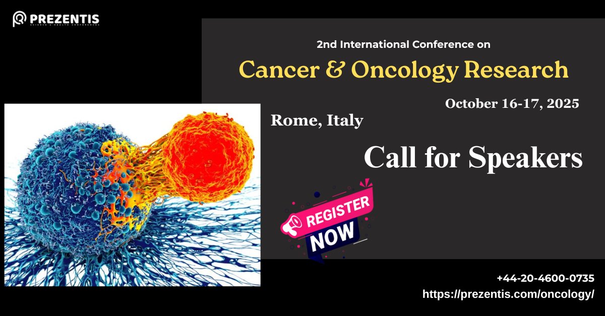 #Oncology2025- Early Bird Offer! Secure your Speaker Slot now!
Submit your Abstract
prezentis.com/oncology/
#cancerpathology #oncogenes #Onco #chemotherapy #cancer #tumor #oncologynursing #biopsy #cancer #precisiononcology #cancerResearch #childhoodcancer #cancermetastasis