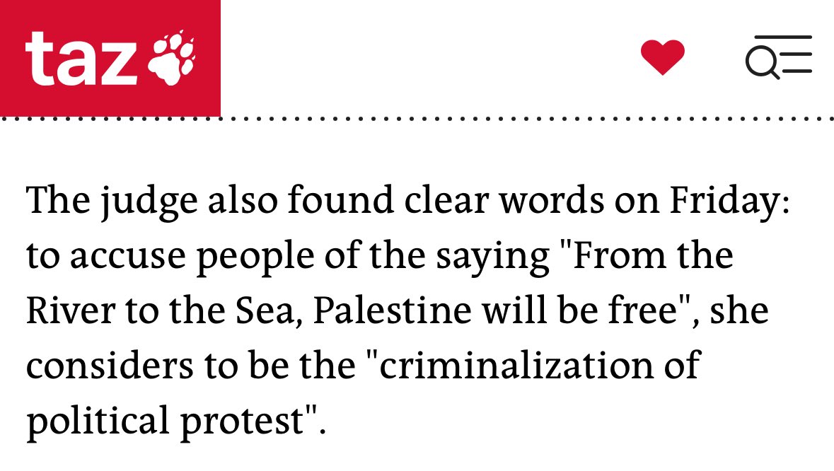 James Jackson (@derjamesjackson) on Twitter photo A judge found a Berlin student innocent accused of “supporting terrorist organisations” for saying from the river to the sea” adding that the policing of this was the “criminalization of political protest” A judge found a Berlin student innocent accused of “supporting terrorist organisations” for saying from the river to the sea” adding that the policing of this was the “criminalization of political protest”