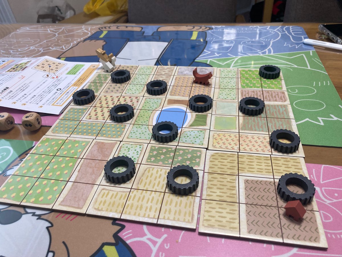 gatoGGY's tweet image. ゲームマーケットで入手したボドゲ、ニャイスコードで遊びました。
2名から遊べるのがいいですね。
ローカルルールでマップずらしたり、相手のホームを好きな場所に置いたりして、自由にルール増やせるのが楽しいです！他人の番では無言を貫かないとヒント与えてしまいますねw

#ニャイスコード