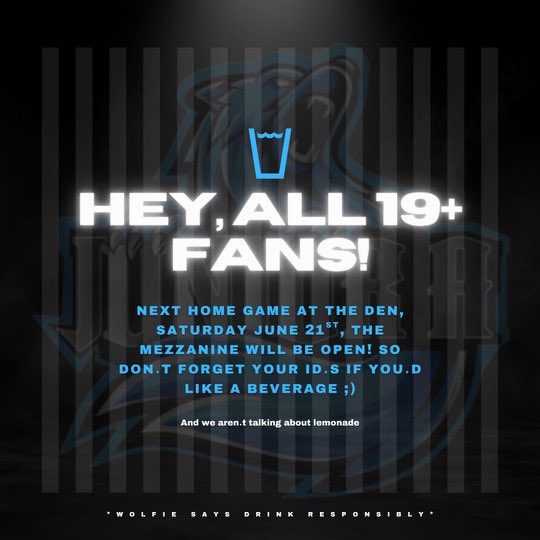 🚨Game Day in the Den🚨Game #11 sees your Female JrA Wolves take on the Rapids!! And the for a special treat the mezzanine is open for our 19+ aged fans! 🐺🥍<a href="/wolveslacrosse1/">WolvesLacrosse</a>