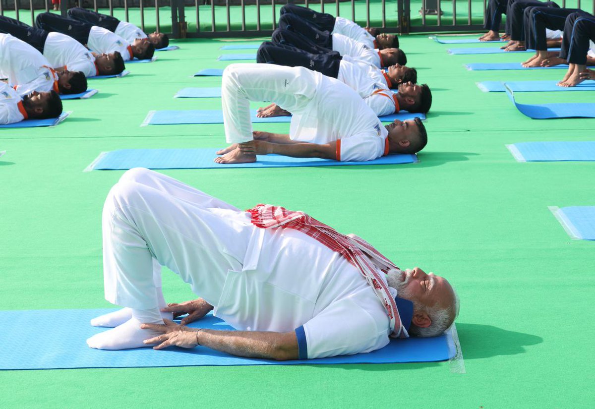 "Yoga is the pause button that humanity needs to breathe to balance to become whole again," PM Modi said as he participated in the 11th International Yoga Day celebrations in Vishakapatnam. He further emphasised the importance of yoga as a tool for peace, well being and