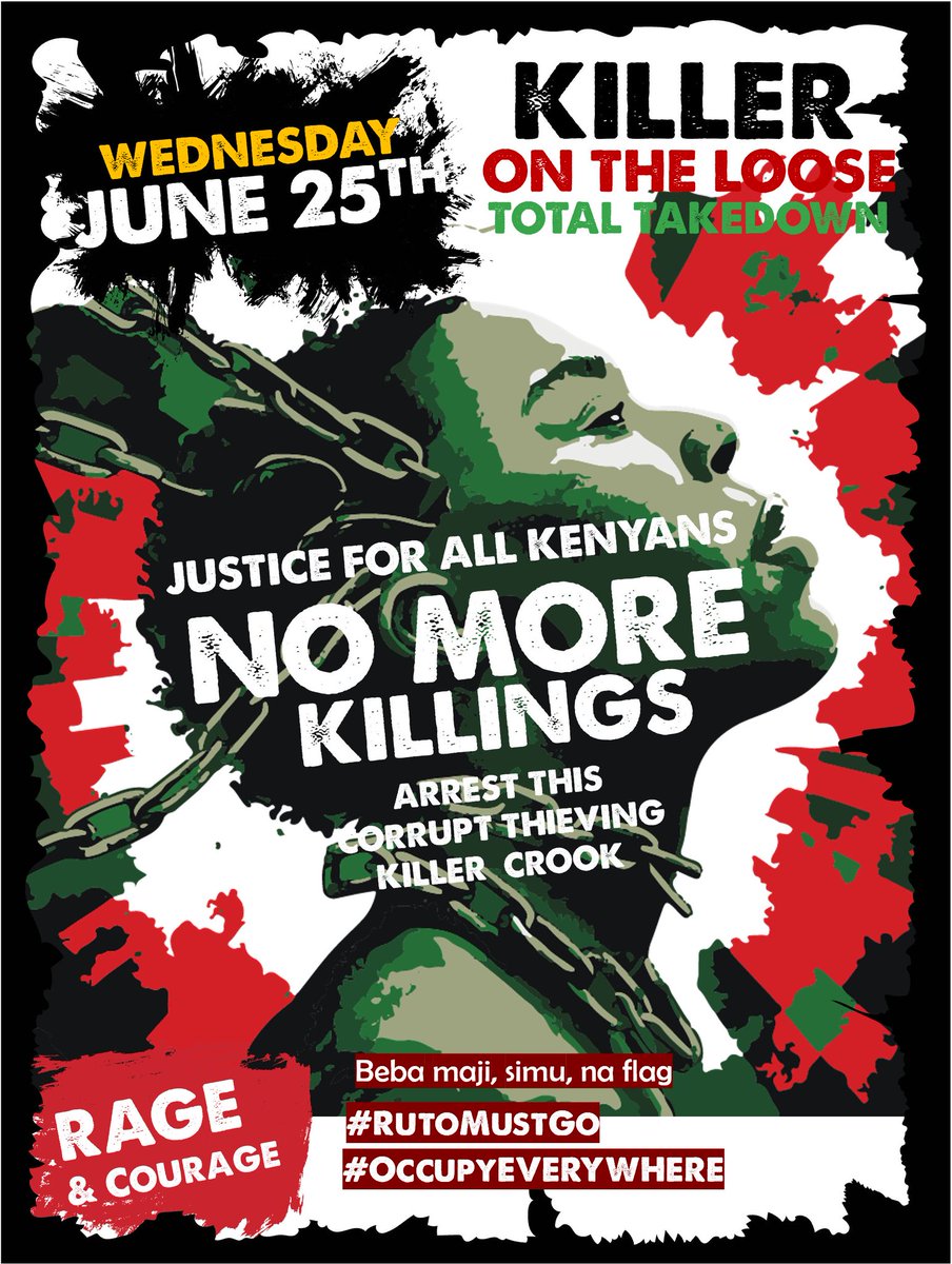 MapinduziKE's tweet photo. June 25th is our date with destiny.

#OccypyEverywhere

#RutoMustGoNow 

#RutoMustGo

#JusticeForAlbertOjwang 

#JusticeForAllRutoVictims https://t.co/vjiL0YP6yL