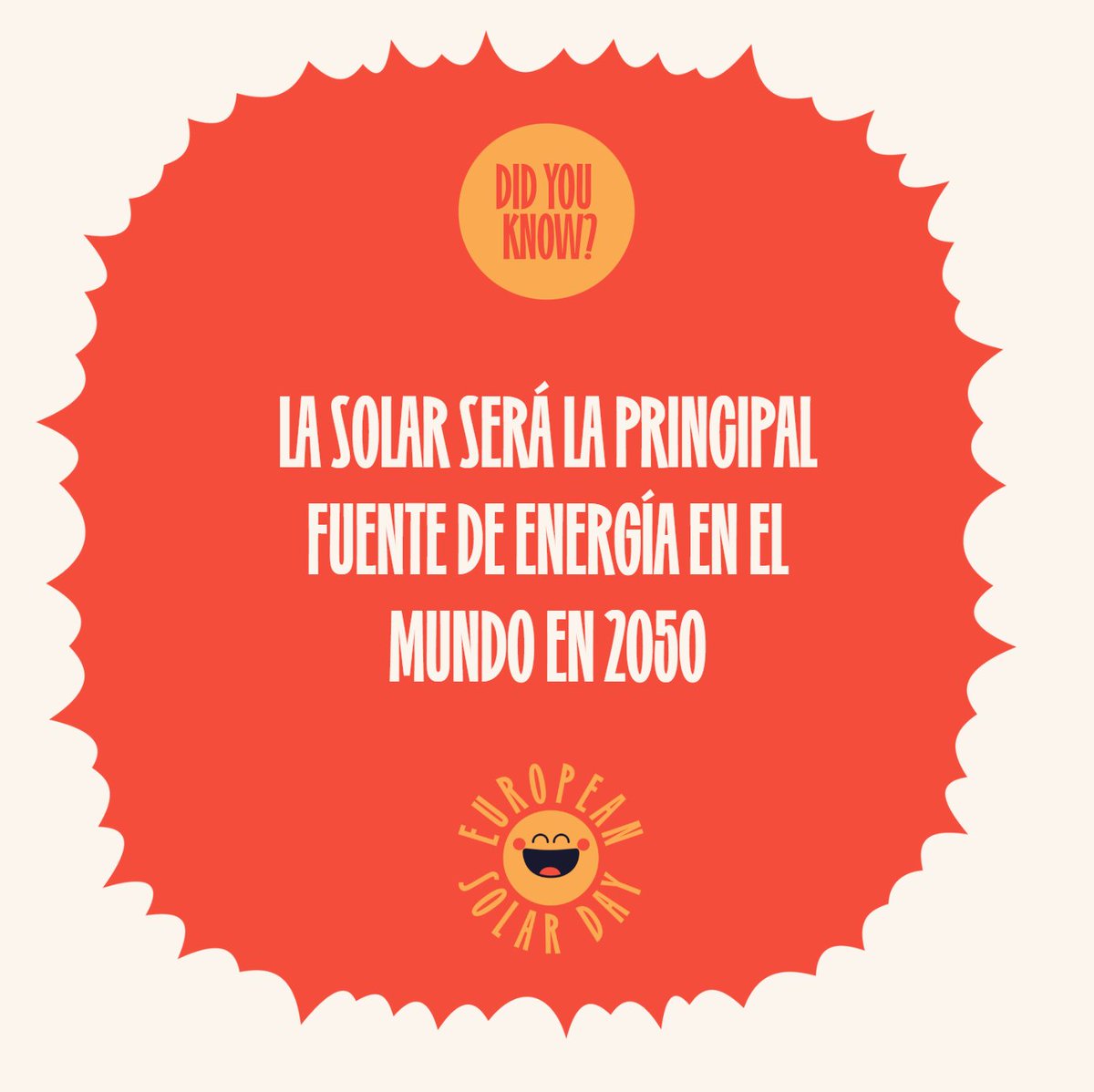 UNEFotovoltaica's tweet image. Hoy es el  #DíaInternacionalDelSol #EuropeanSolarDay

❓¿Sabías qué?

☀️ La solar ya genera electricidad para unos 75 millones de hogares en Europa

☀️Y será la principal fuente de energía en el mundo en 2050

#SolarFacts

👉😎 ☀️ ¿Quieres saber más? solarday.org/es