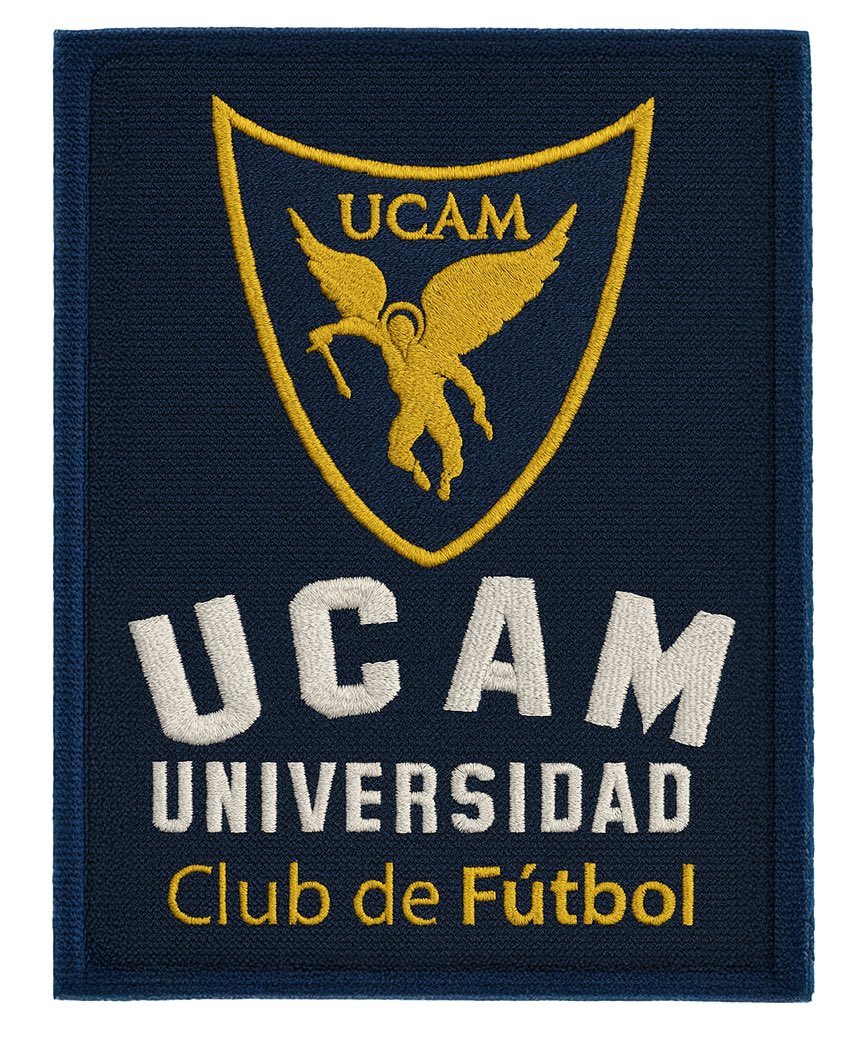 🪡 Bordado en azul y dorado.