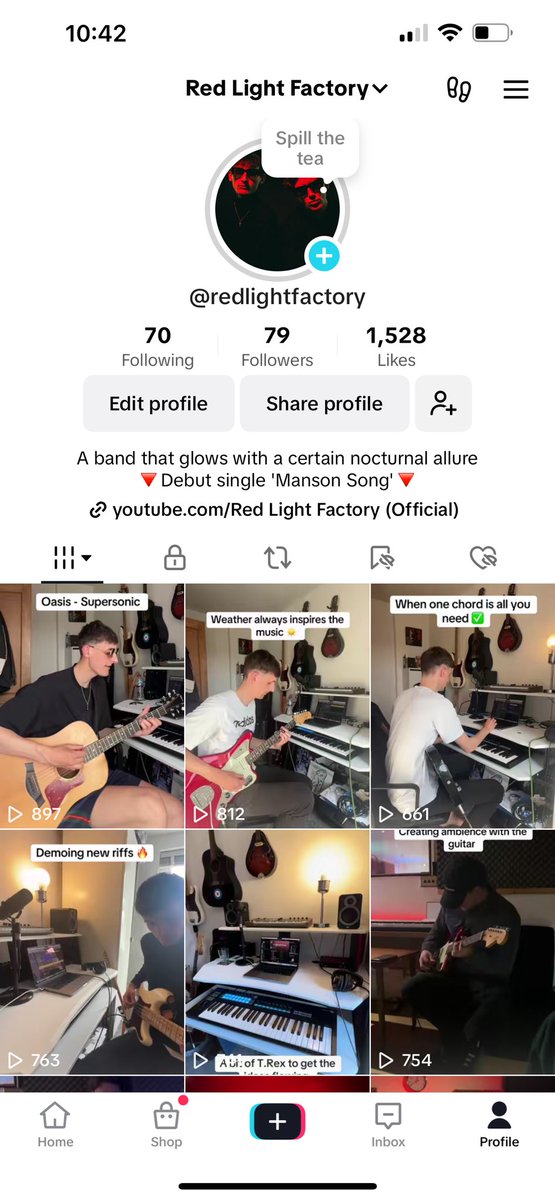 If you’re on Tik Tok, then come and say hello 👋

We post lots of studio footage, random covers, rehearsals and other bits and bobs over there