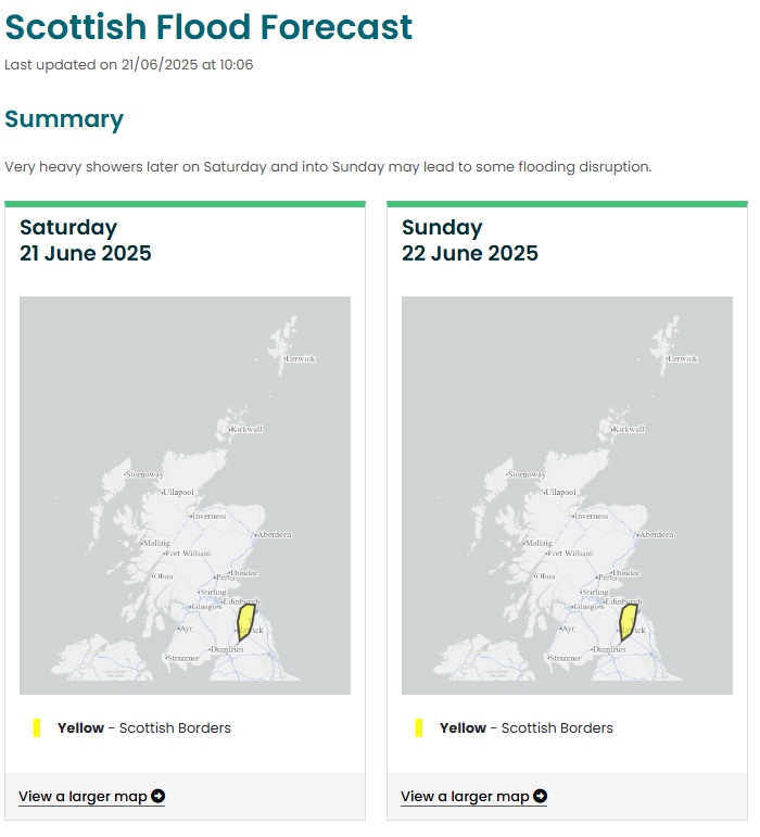 Forecasting shift Day 3. Possibility of some thunderstorms creeping into the Scottish Borders this evening, so we've escalated the risk. <a href="/SEPAFlood/">SEPAFlood</a> Alert now in force floodline.sepa.org.uk/floodupdates/