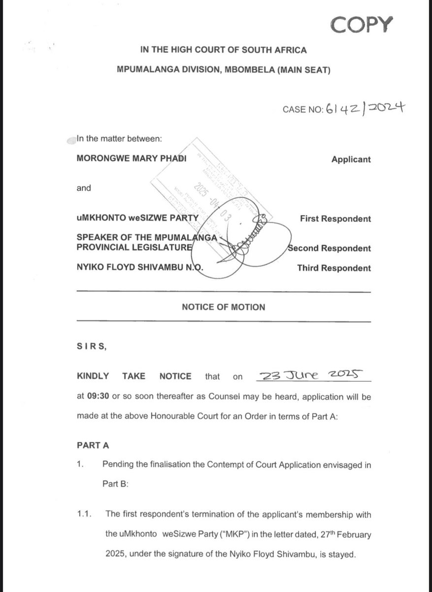 AdvBMkhwebane's tweet image. @MkhontoweSizwex is back to court this time Mbombela High Court,
All MKP members come support the organisation which is under attack from all angles