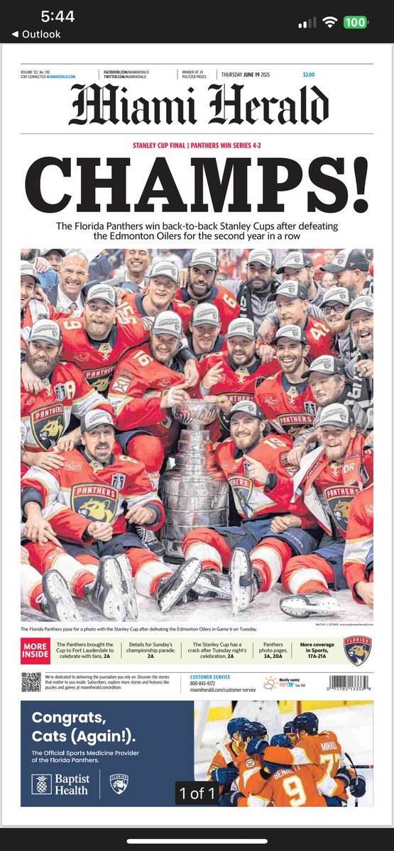 Adelyn Biedenbach (@adelynlee) on Twitter photo Newspaper front pages to remember! <a href="/SunSentinel/">South Florida Sun Sentinel</a> <a href="/MiamiHerald/">Miami Herald</a> <a href="/pbpost/">The Palm Beach Post</a> #FlaPanthers #ReignRED Newspaper front pages to remember! <a href="/SunSentinel/">South Florida Sun Sentinel</a> <a href="/MiamiHerald/">Miami Herald</a> <a href="/pbpost/">The Palm Beach Post</a> #FlaPanthers #ReignRED