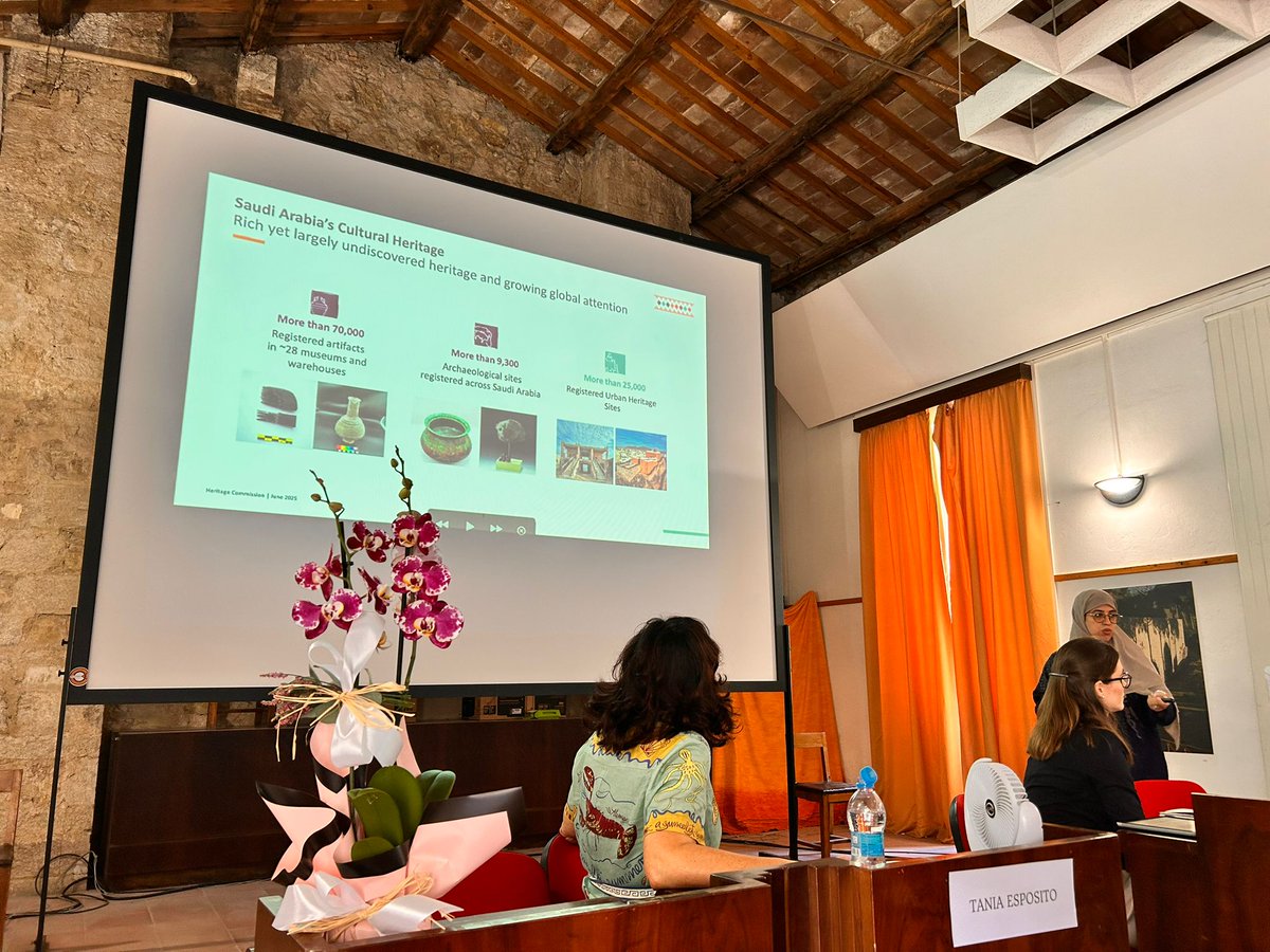 📢 Our first speakers Ala’a Otain &amp; Sofia Cecchi present: “Balancing cultural property protection with a thriving arts sector: the 1970 UNESCO Convention in the Kingdom of Saudi Arabia.”