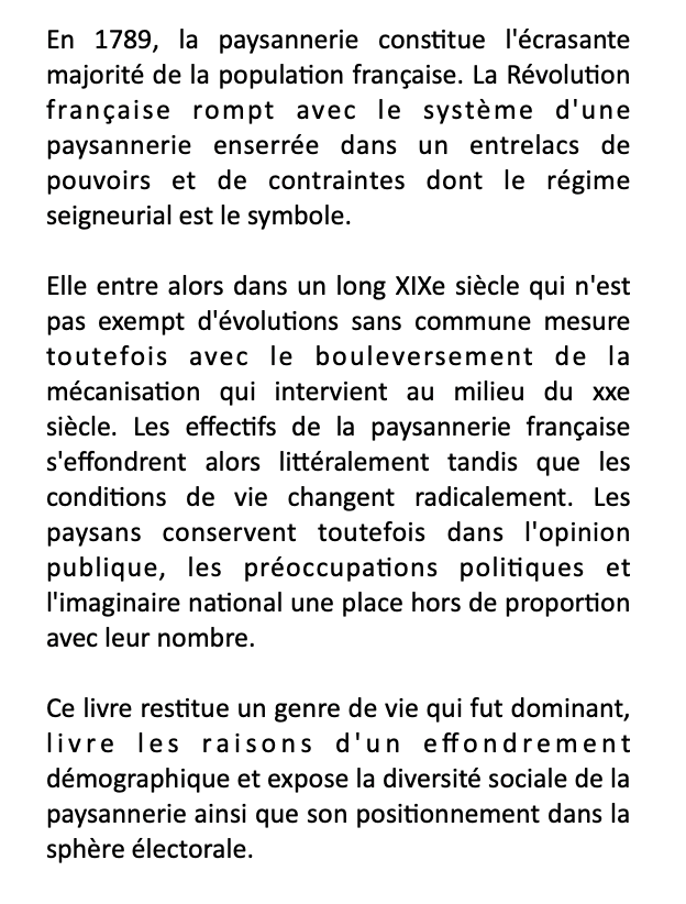 Fabien Conord - La paysannerie française, de 1789 à nos jours

A paraître en octobre chez Calype