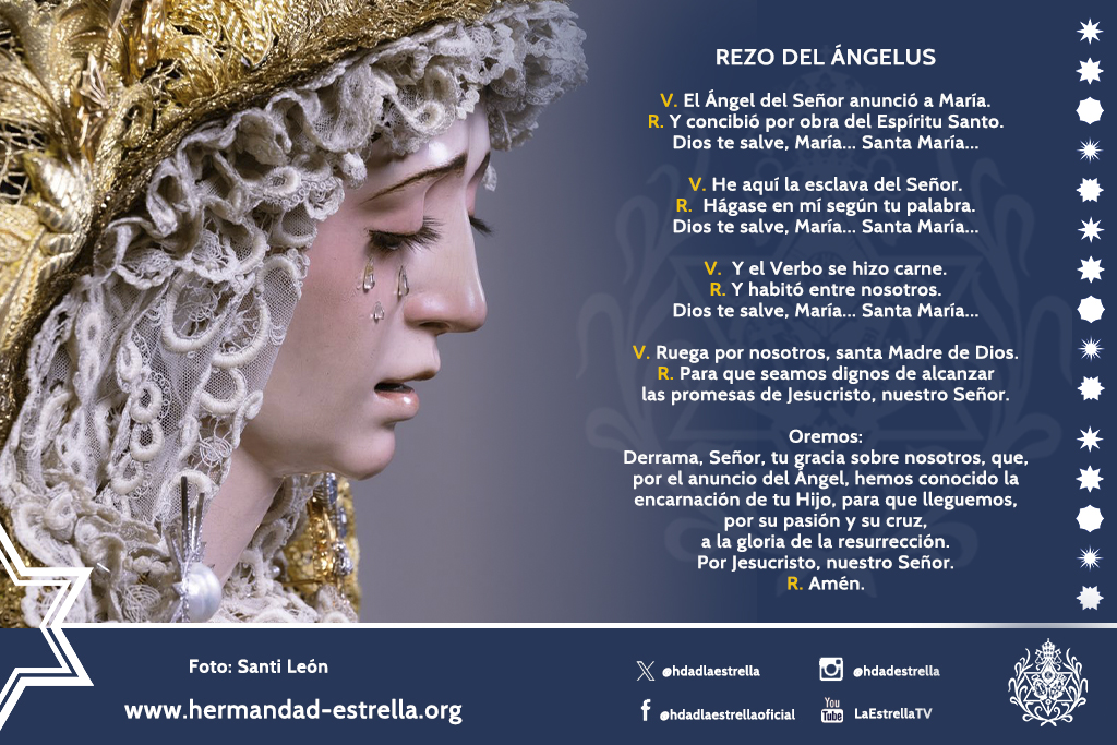 #Ángelus En el día de la Coronación Canónica de Ntra. Sra. de la Estrella, Madre y Patrona de Coria del Río, pedimos por todos sus hermanos y devotos en esta jornada histórica para la localidad y la @archisevilla1.
Unidos siempre por la devoción a María Santísima de la Estrella,