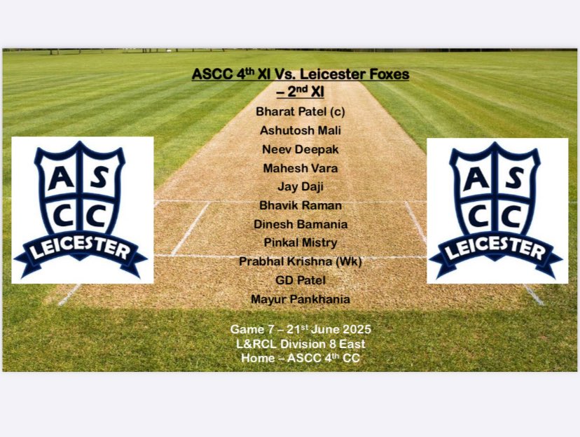 ASCC Team Line Ups for 21st June 🏏
Good Luck 🤞🏻 
Have fun in the sun ☀️