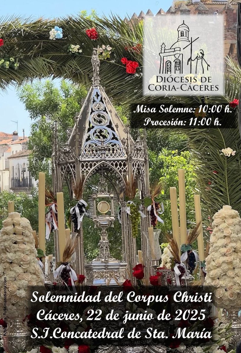 cofradiavaquero's tweet image. SOLEMNIDAD DEL CORPUS CHRISTI: mañana 22 de junio. Os invitamos a participar en hermandad en los cultos que celebra la @CoriaCCDiocesis:
- Solemne Eucaristía a las 10:00 h.
- Procesión a las 11:00 h.
No olvidéis portar la medalla y vestir conforme al acto.
¡Os esperamos!