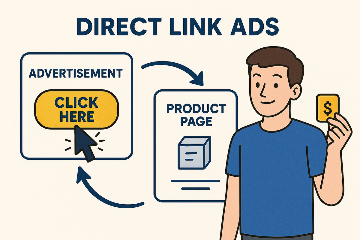 Direct Link Ads are a type of online advertisement where users are sent directly to a product, service, or landing page when they click on a link. These ads don’t need a website or blog—they use a special affiliate or ad link provided by advertisers.