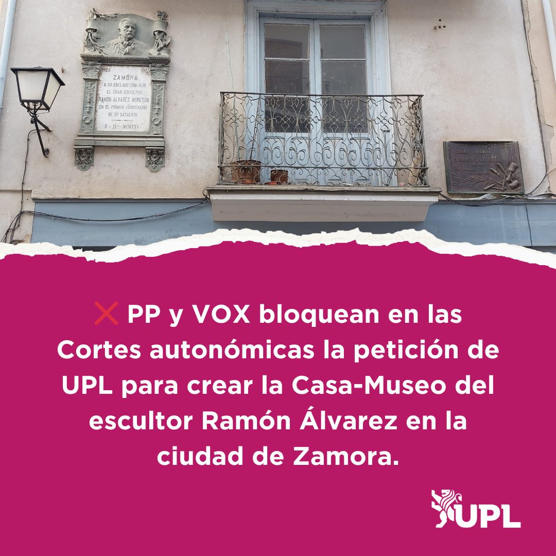 ❌ PP y VOX bloquean en las Cortes la petición de UPL para crear la Casa-Museo del escultor Ramón Álvarez en #Zamora.

👉 Aún se conserva en desuso la que fuera vivienda de este escultor, autor de importantes tallas de la Semana Santa de Zamora.

🔗 +info: zamoranews.com/articulo/zamor…