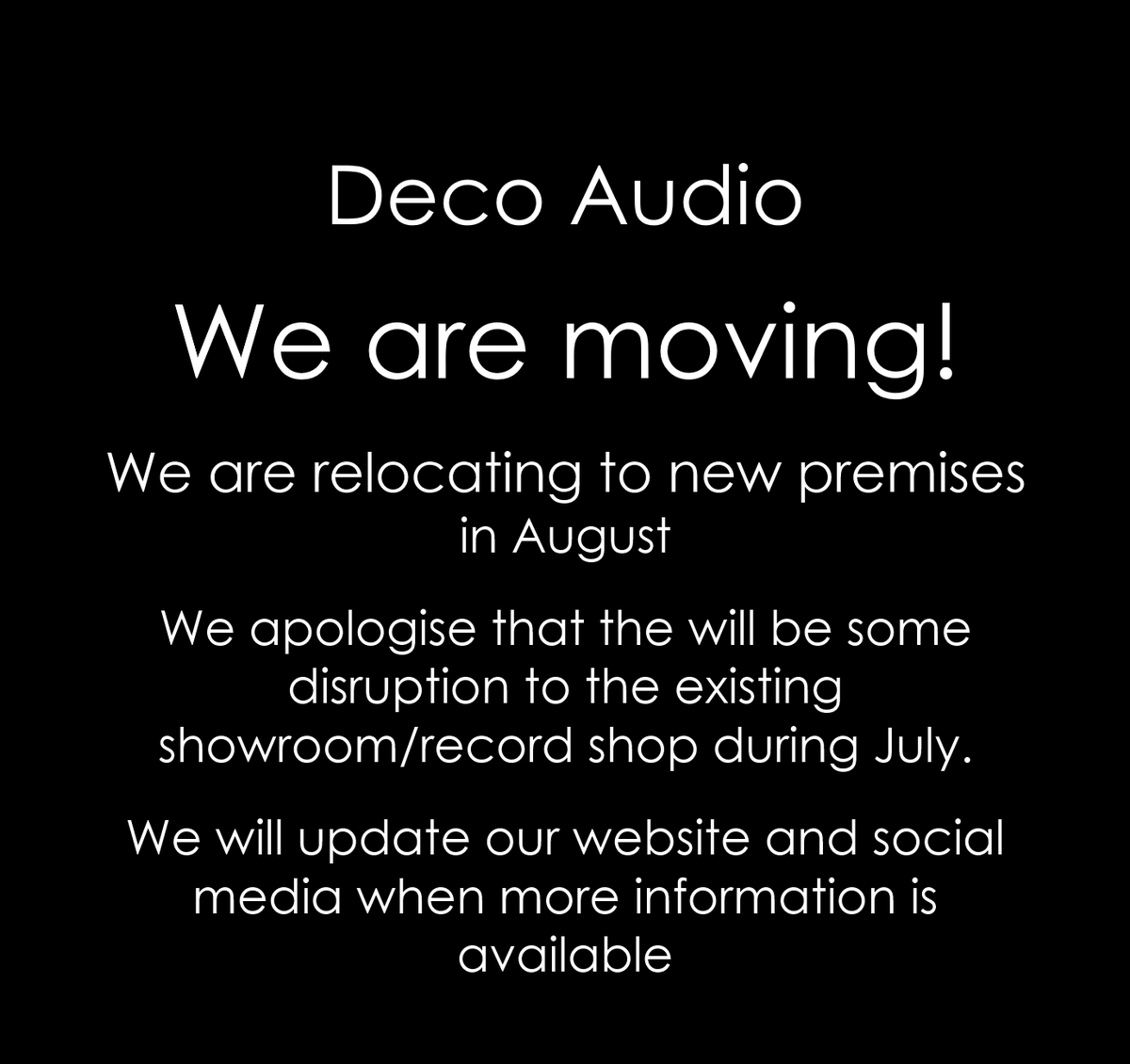 DecoAudio's tweet photo. After 15 years in Aylesbury we are now moving to Tring in August 2025. More details to follow shortly... https://t.co/8ZCElNfYQs