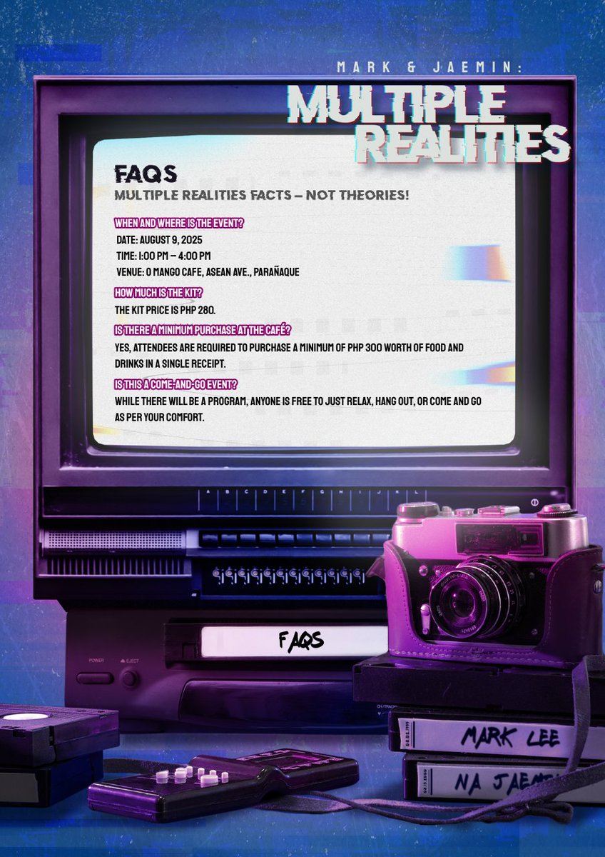 8213TAPE's tweet photo. Have questions? We got you! 😉

Explore the wonders of Mark &amp; Jaemin's multiverse, meet fellow #MARKMIN enthusiasts, and enjoy an unforgettable experience!

Can't wait to see you there! 🌟

#MARKMINfiniteRealities
#8213TheFirstShow https://t.co/KImYfZAtF7