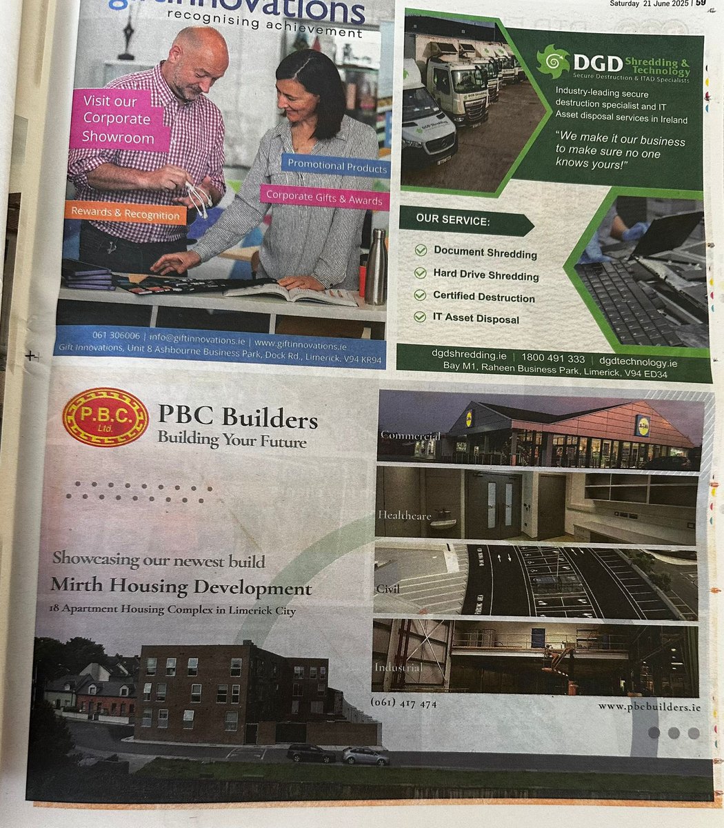 We’re proud to see one of our latest PBC adverts featured in the Limerick Post. A great opportunity to showcase our commitment to quality and excellence in construction 🦺 🚧

#pbcbuilders #pbcskills #showcase #projects #promo #b2b #construction #design #builders #limerick #irish