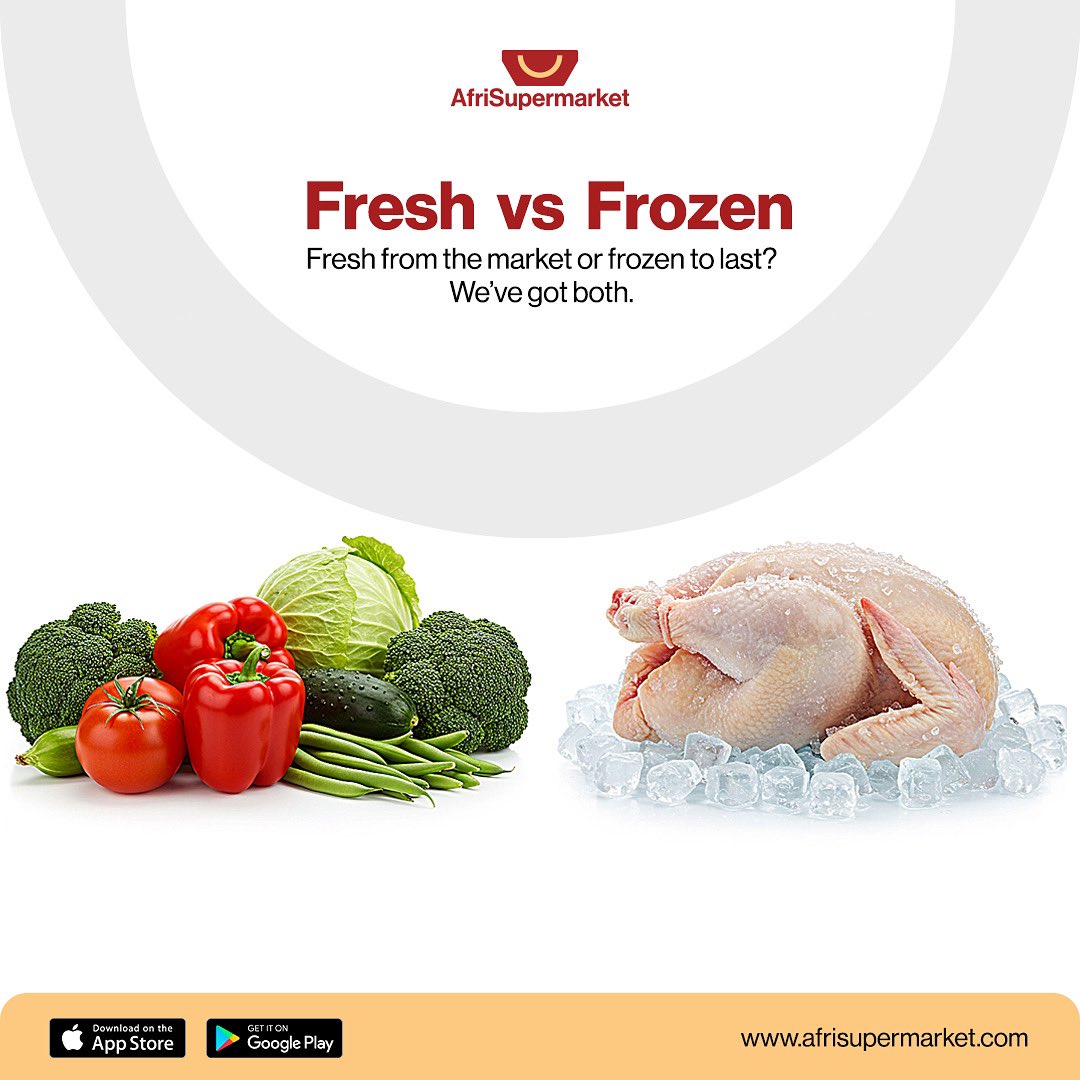 Fresh or frozen? 🥦❄️ Why choose when you can have both! Get farm-fresh veggies and long-lasting frozen goodies delivered to your doorstep with AfriSupermarket. 🛒✨ Shop now via our app or website! 📲 #FreshVsFrozen #AfriSupermarket #ShopYourWay
