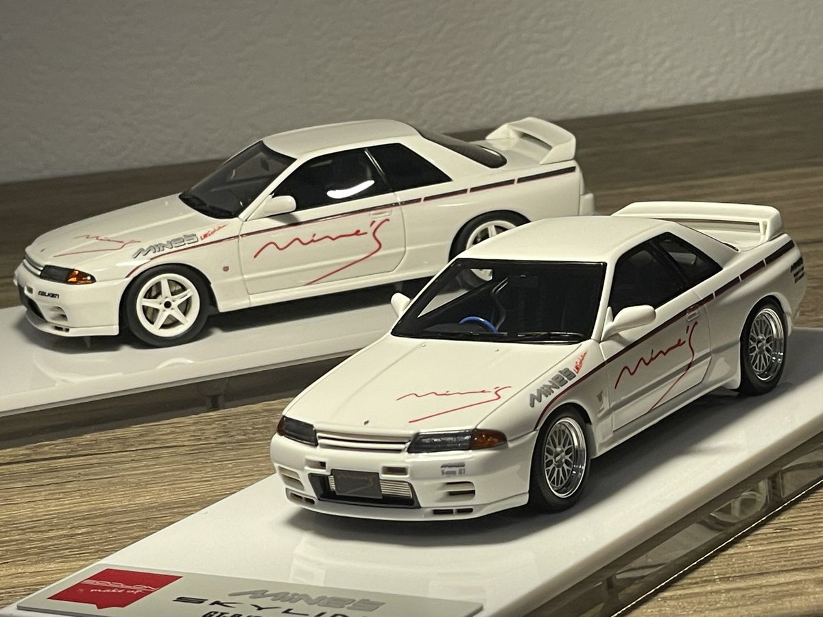 comagome32's tweet photo. 続いてもメイクアップから。マインズ R32の仕様違いです。こちらは定番のBBSホイールを装着しています。安定のカッコ良さですね。もちろんマインズ仕様は凄くかっこいいですが、ストライプ無しにしてもかっこよさそうだなと。メイクアップからちょいちょい出るチューニングカーはやはりいいですね https://t.co/hz4IrRiTla