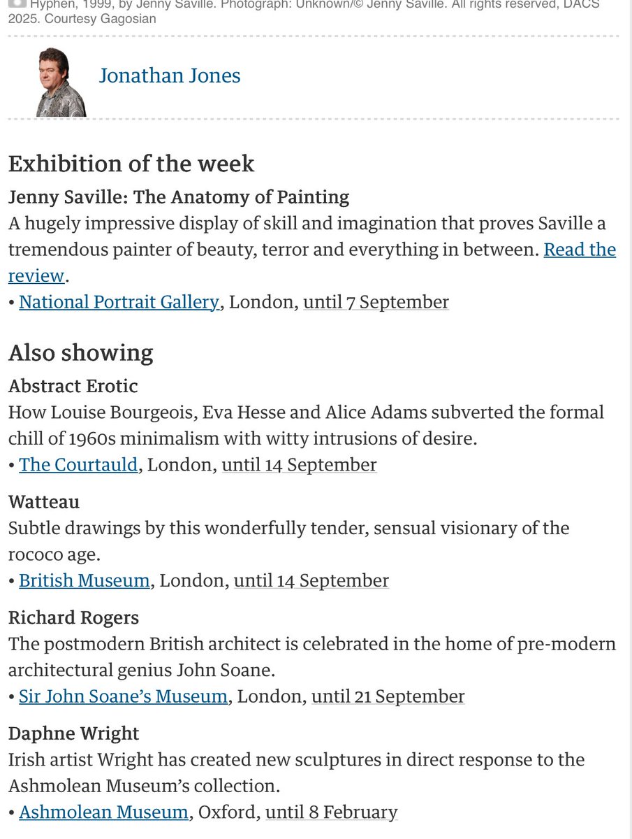 Do guardian art critics ever leave London? Aside from the occasional foray to Oxford. #theguardian #artoutsidelondon #art