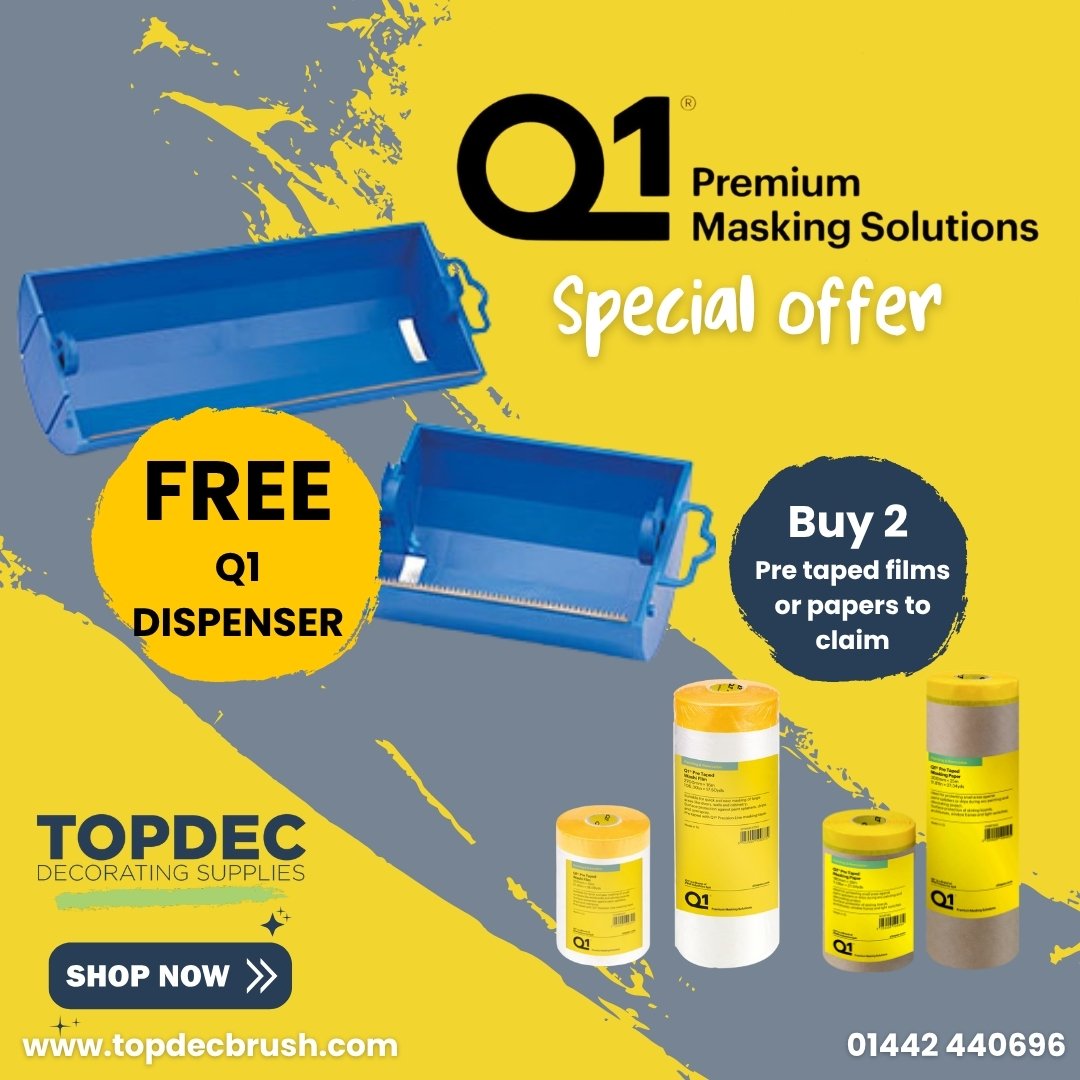 🎉 FREE Q1 DISPENSER DEAL 🎉
No code needed!

🛒 Shop now: topdecbrush.com/search?q=Q1+pr…
📍In-store &amp; online at Topdec

⏳ While stocks last — don’t miss it!

#TopdecDeals #Q1Tape #DecoratorEssentials #FreebieAlert #DecoratorTools #MaskingMadeEasy