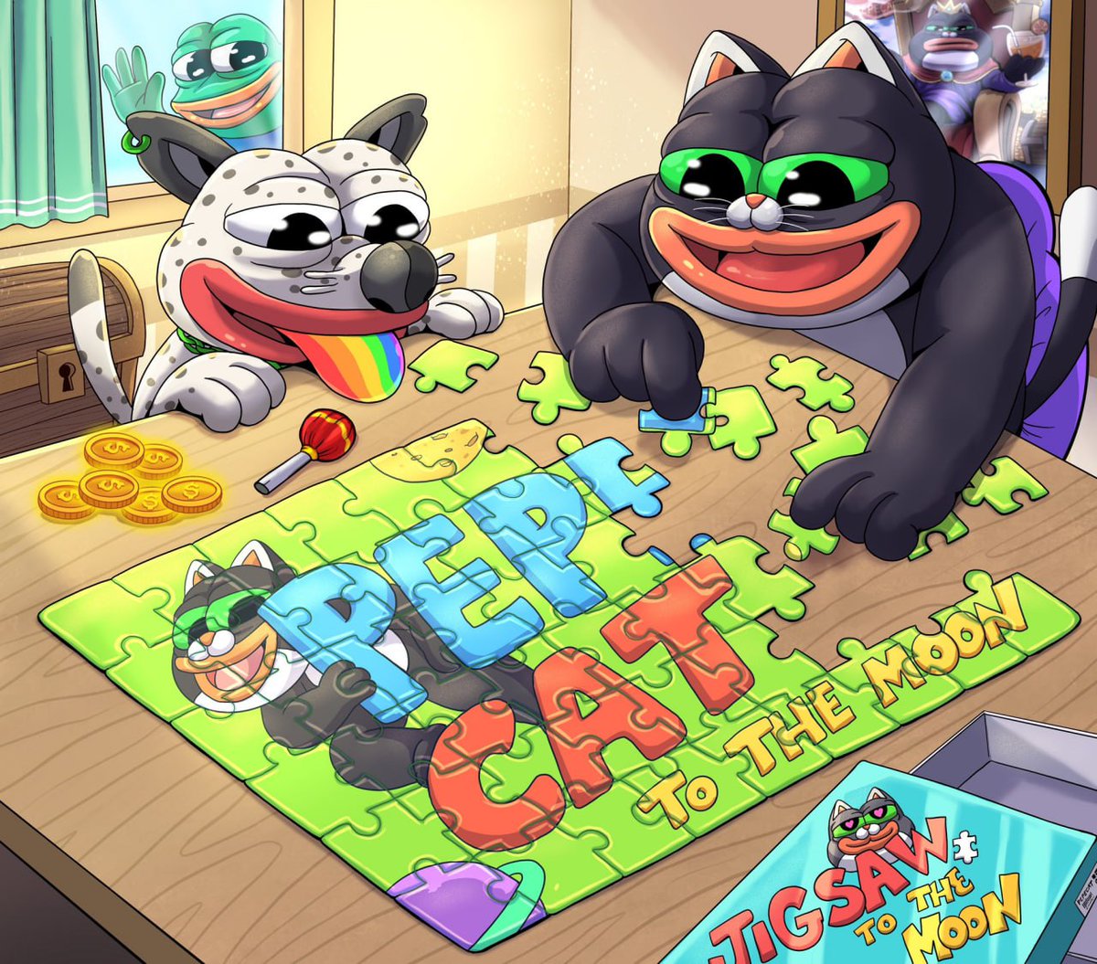 #PEPECAT’s deep in focus, ears perked and whiskers twitching.

🧩 One piece at a time…
💥 One meme at a time…
🐱🚀 PEPECAT TO THE MOON, baby!!

$PEPECAT #PuzzleMaster #PepecatPuzzlePlan #CatCode #PEPECATseason #PuzzlePaws