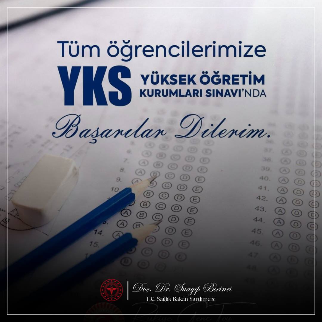 Yükseköğretim Kurumları Sınavı’na (YKS) girecek tüm öğrencilerimize gönülden başarılar diliyorum.

Sabırla yürüttüğünüz bu zorlu sürecin sonunda, emeğinizin karşılığını almanızı temenni ediyorum.

Kalbiniz ne için çarpıyorsa Allah size onu nasib etsin. #YKS2025📚