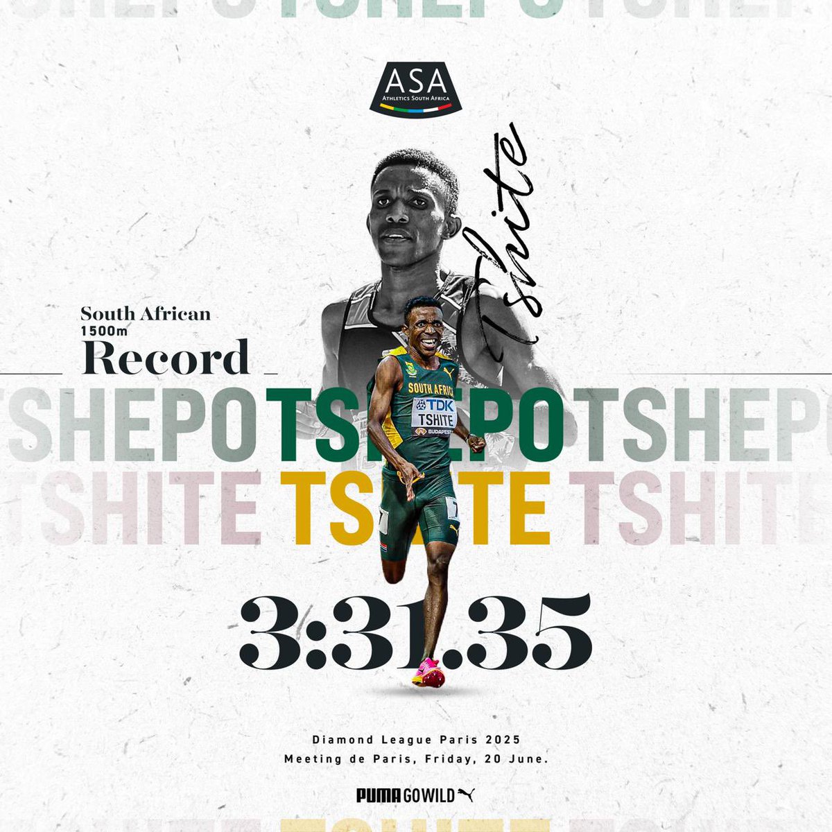 AthleticsSA_'s tweet image. Tshite the gamer 🤝
@Tshepo Tshite runs a smart race in the #ParisDL 1500m and comes with a 9th place finish and a new NATIONAL RECORD 😮💨🔥
Long time coming right ? 🤝🔥