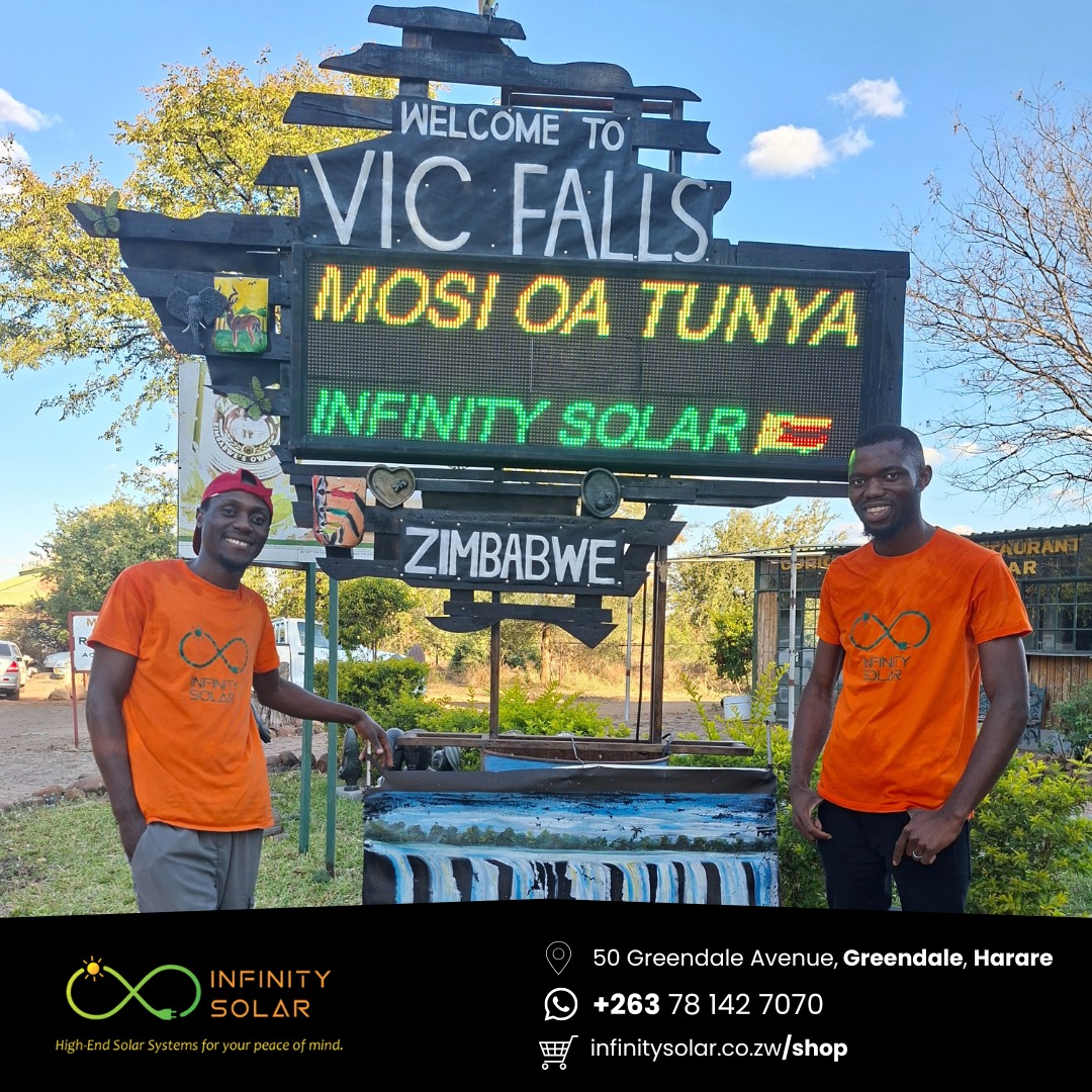 We are pleased to support the tourism industry in Vic Falls with this recent installation and commissioning of a grid-tied 3Phase 20KW system powered by a 27KW panel array at a local lodge. #VisitZimbabwe