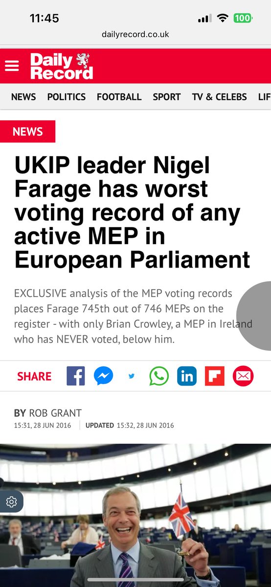 Maria 💜 (@mariachetcuti1) on Twitter photo <a href="/riotgrandma72/">☕️Carol Hedges 💙💛(also at @caroljhedges)</a> June 2016 745/746 Analysis of the MEP voting records shows that Mr Farage only turned up to 40.7 per cent of all possible roll-call votes between July 2014 and May 2016. Only beaten by a seriously ill man
Reform are not politicians they are professional agitators and disrupters <a href="/riotgrandma72/">☕️Carol Hedges 💙💛(also at @caroljhedges)</a> June 2016 745/746 Analysis of the MEP voting records shows that Mr Farage only turned up to 40.7 per cent of all possible roll-call votes between July 2014 and May 2016. Only beaten by a seriously ill man
Reform are not politicians they are professional agitators and disrupters