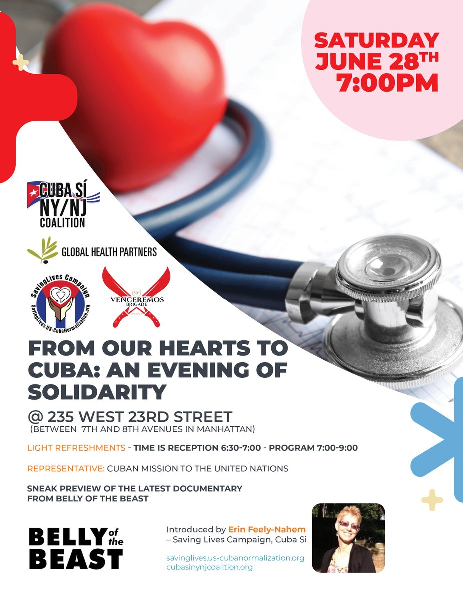 FROM OUR HEARTS TO CUBA: AN EVENING OF SOLIDARITY @ 235 West 23rd Street (between 7th and 8th Avenues in Manhattan)
ghpartners.org/cuba2025/