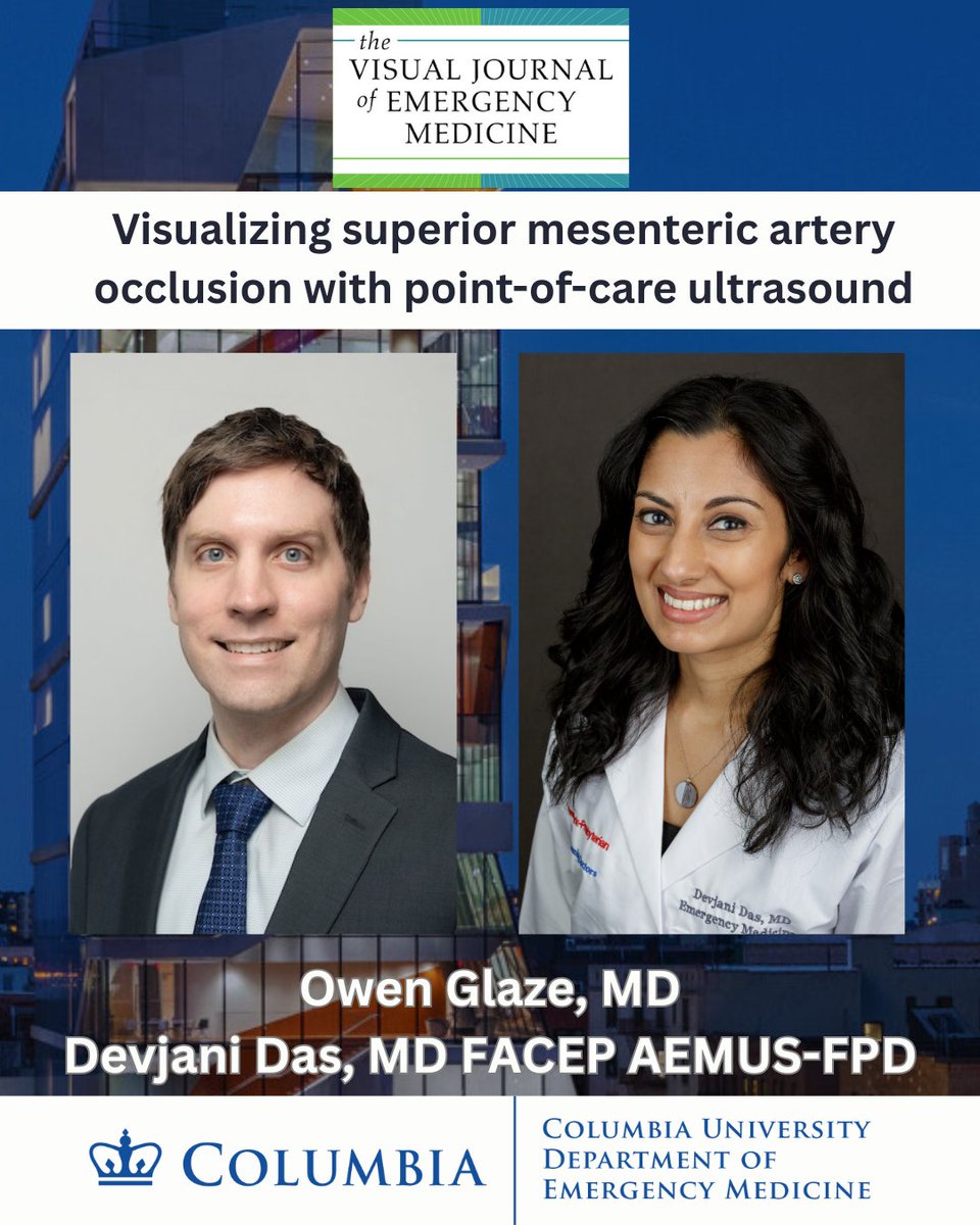 ColumbiaEM's tweet image. Congratulations to Drs. Owen Glaze and Devjani Das on their publication in the Visual Journal of Emergency Medicine! #ultrasound #POCUS #medED #FOAMed
Read it here: sciencedirect.com/science/articl…