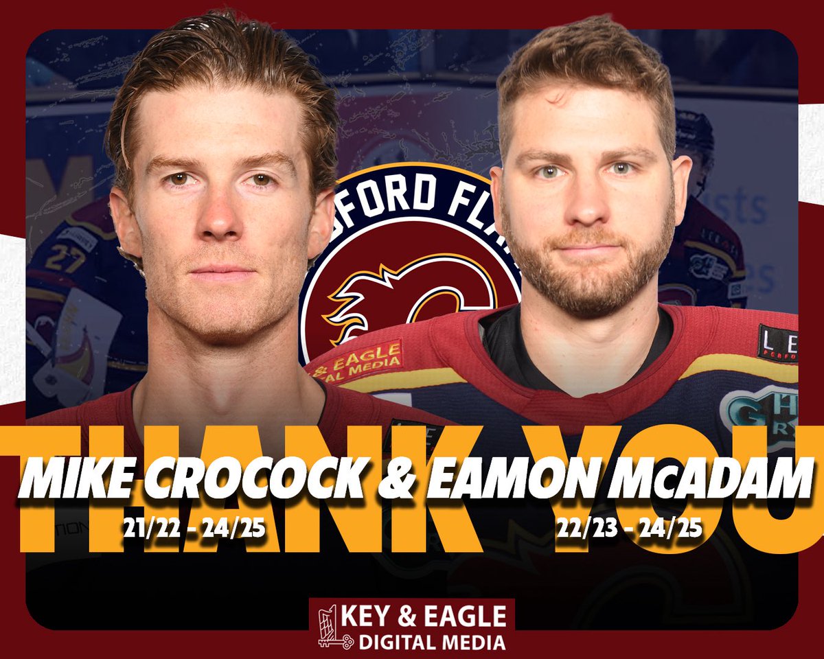 We’d like to say a big #ThankYou to both Mike Crocock &amp; Eamon McAdam, neither of whom will be returning to the Flames this coming season 🔥

📰 guildfordflames.com/mcadam_and_cro…

#Guildford #FlamesIHC #EIHL #IceHockey #GuildfordFlames